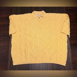 Coogi Basics Authentic Mens Yellow Cotton Knit Short Sleeve Sweater Size 3XL
